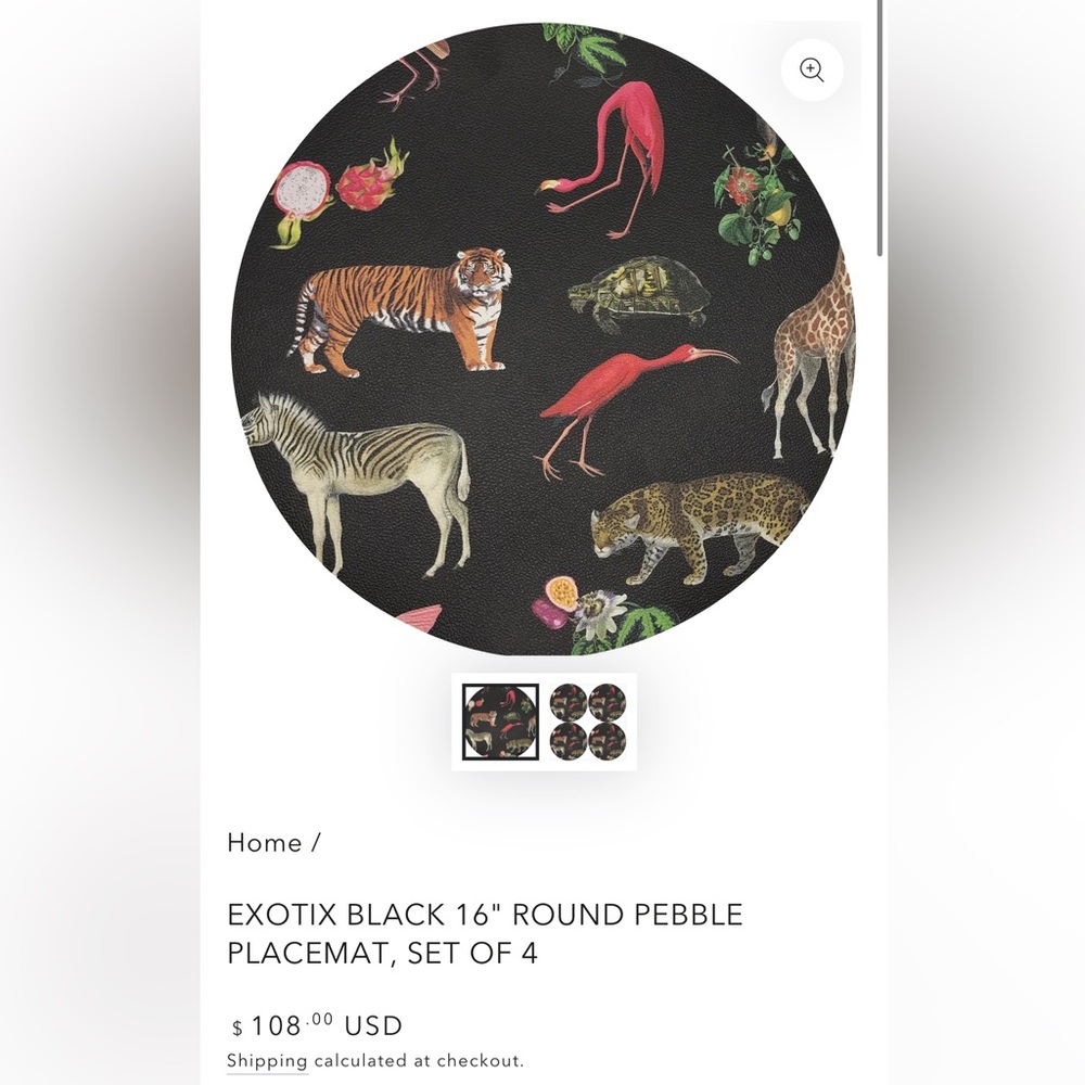 Nicolette Mayer Exotic Black Round Pebble Placemat Set of 4